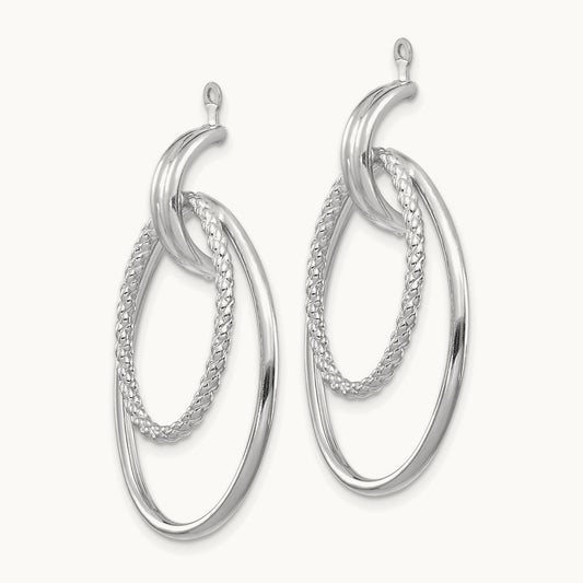 Polished Double Hoop Earring Jackets, 14K White Gold
