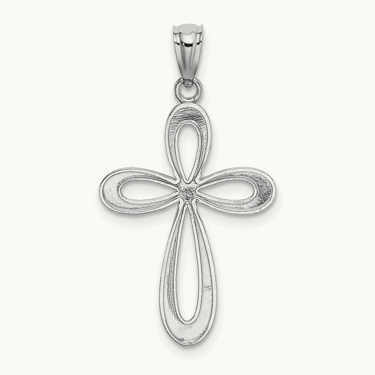 Polished Ribbon Cross Pendant — 14K White Gold