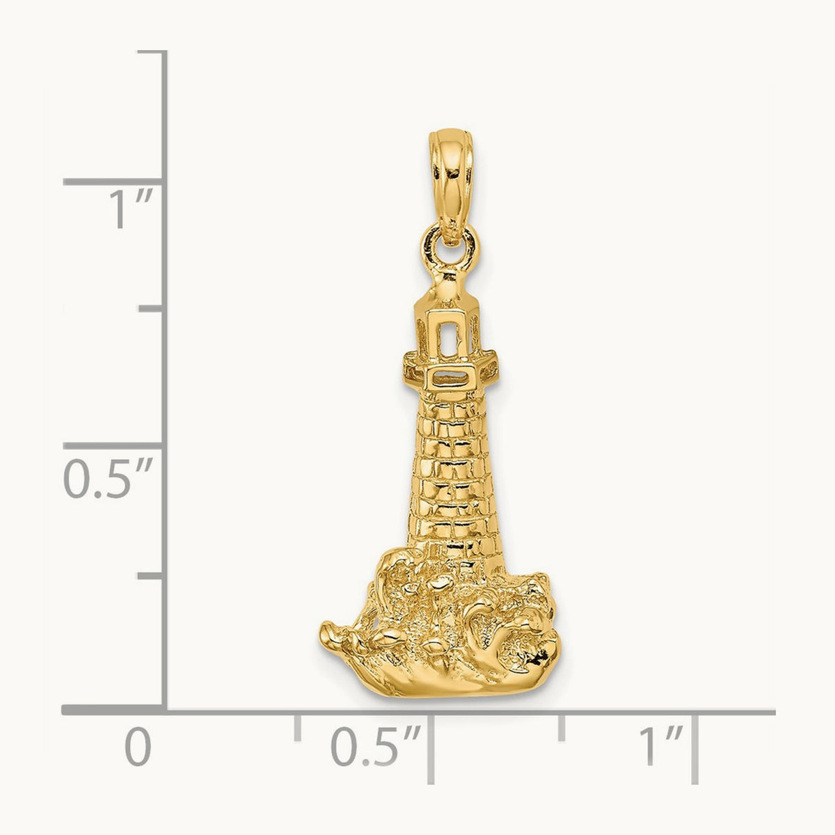 Lighthouse W/ Wave Charm, 14K