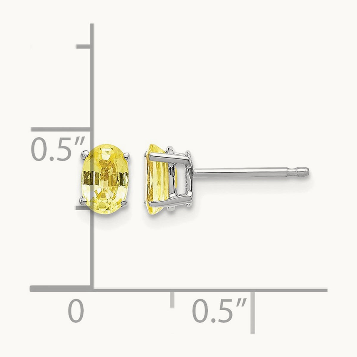 Yellow Sapphire Earrings, 14K White Gold