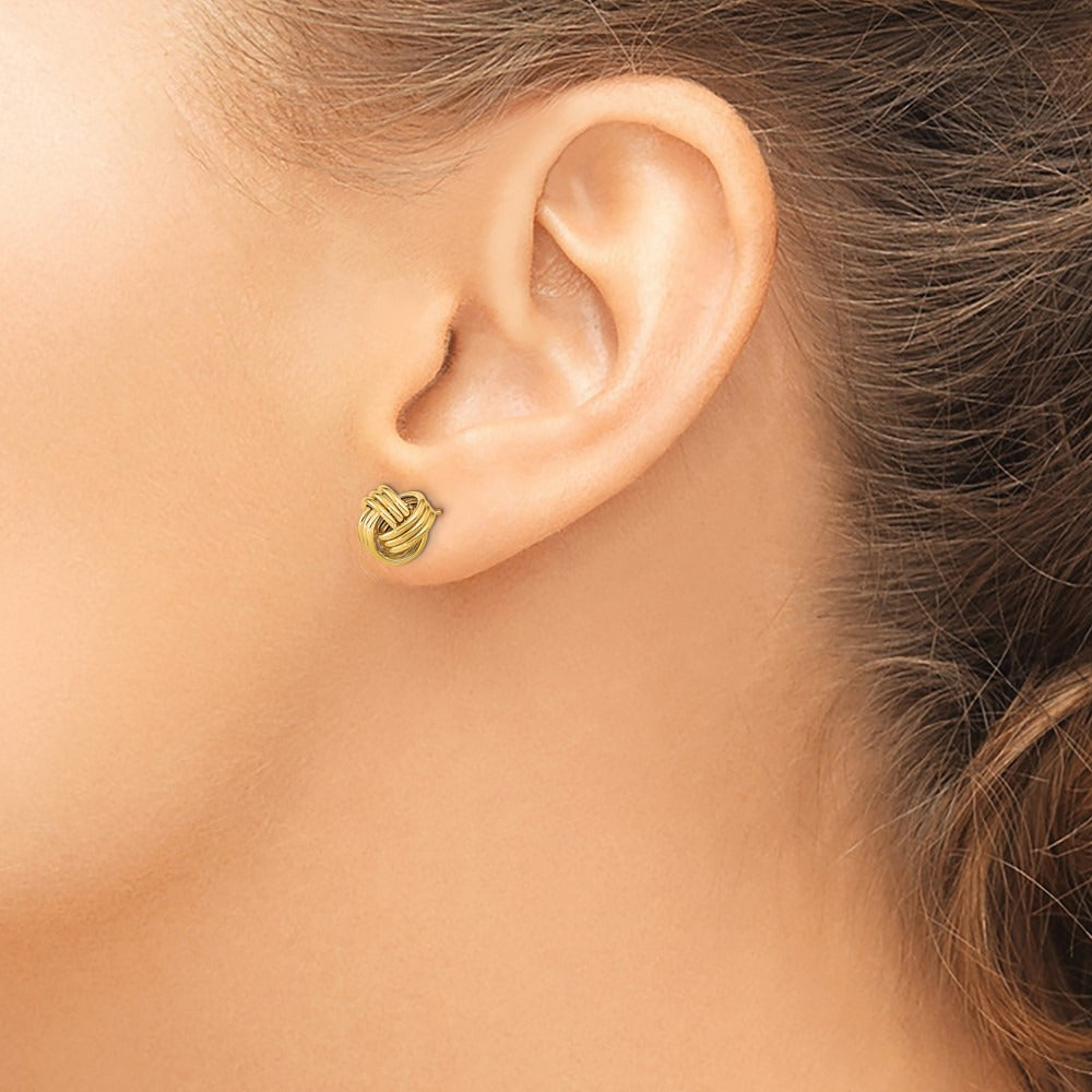 Polished Triple Love Knot Post Earrings — 14K Yellow Gold