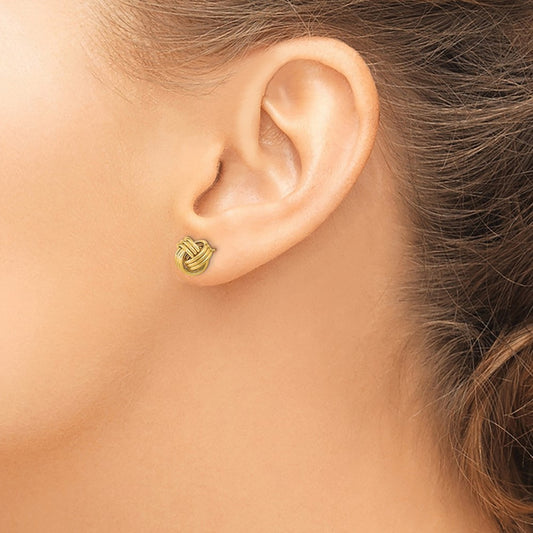 Polished Triple Love Knot Post Earrings — 14K Yellow Gold