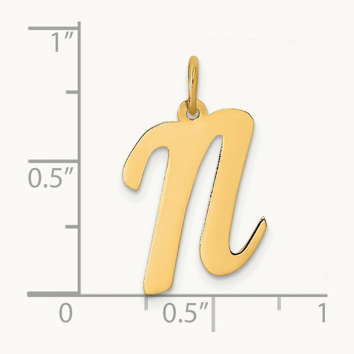 Large Script Initial Charm — 14K Yellow Gold, N