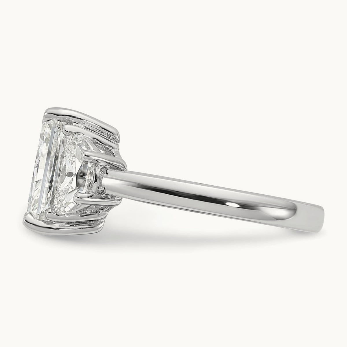 Radiant & 1/2 Moon Engagement Ring, 1.25-4.00 ct tw Lab-Grown Diamond — 4 ct, 14K White Gold