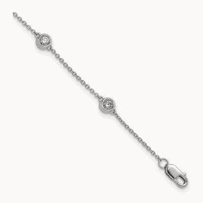 Diamond Station Cable Bracelet, 14K White Gold