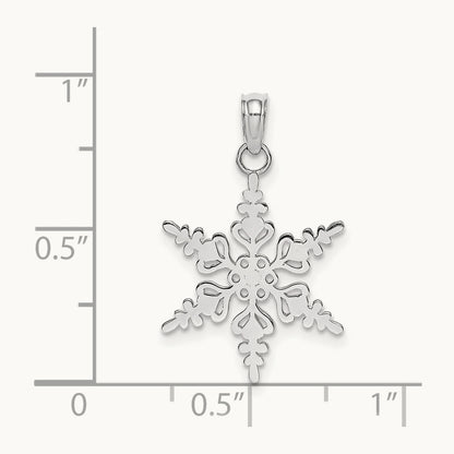 Polished Snowflake Charm — 14K White Gold
