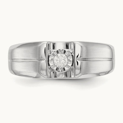 Diamond Mens Ring, 14K White Gold