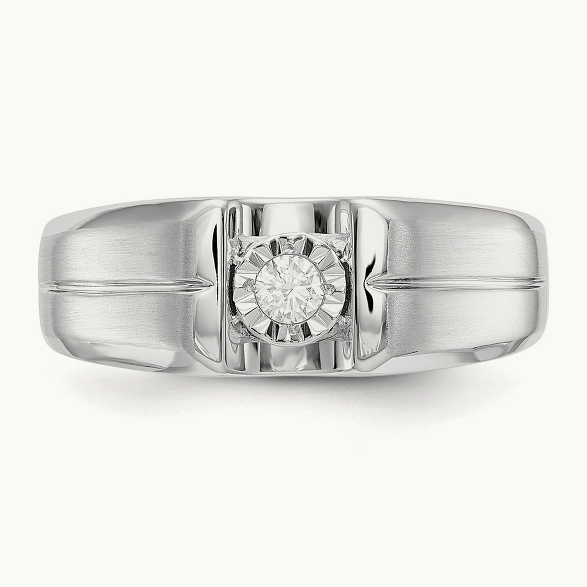 Diamond Mens Ring, 14K White Gold