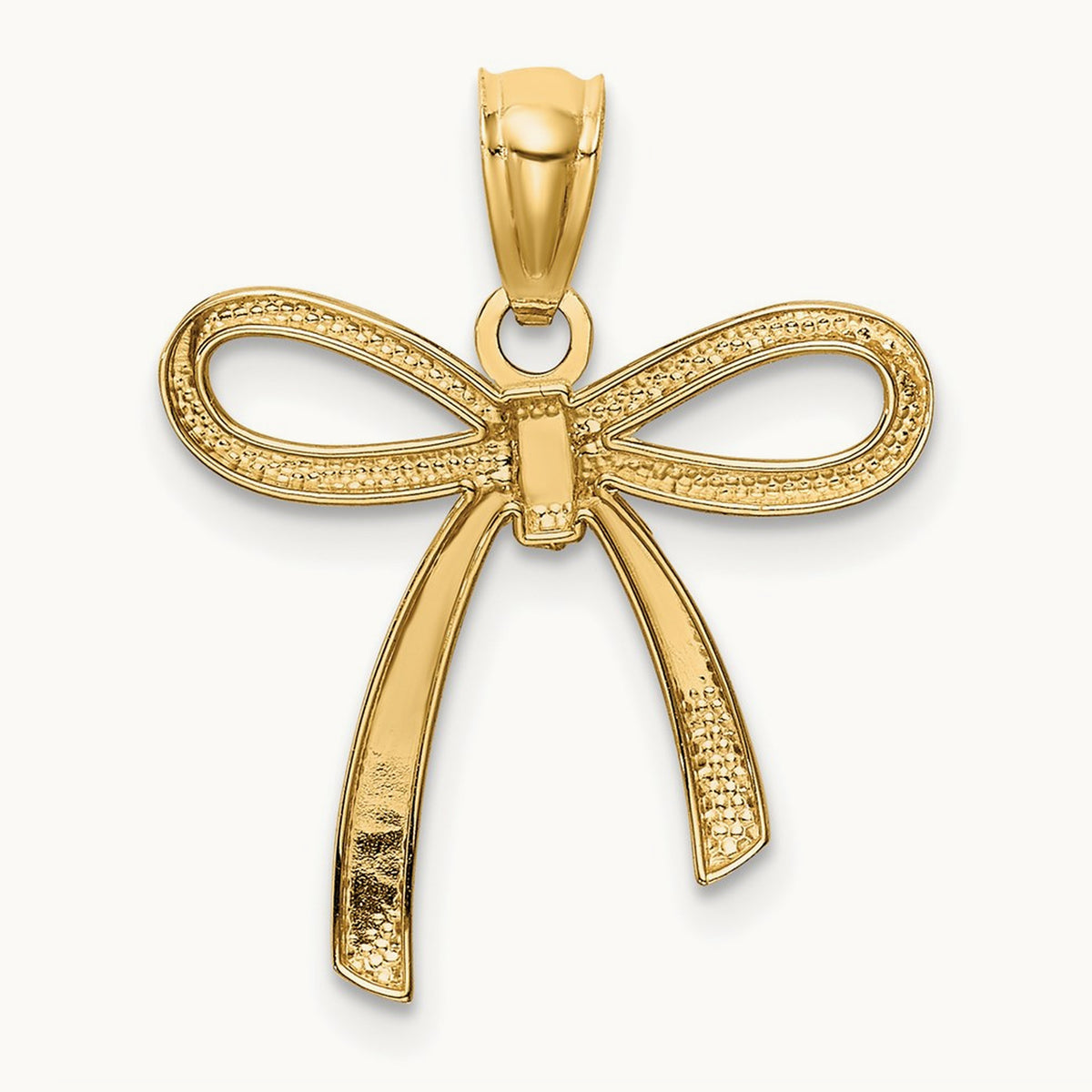 Polished Small Ribbon Bow Pendant, 14K Gold