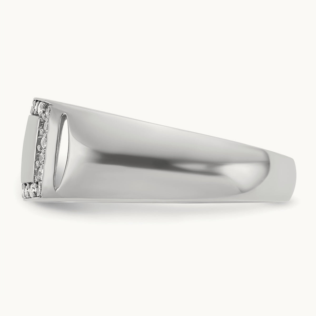 IBGoodman Men's Polished Diamond Rectangle Ring, 14K White Gold
