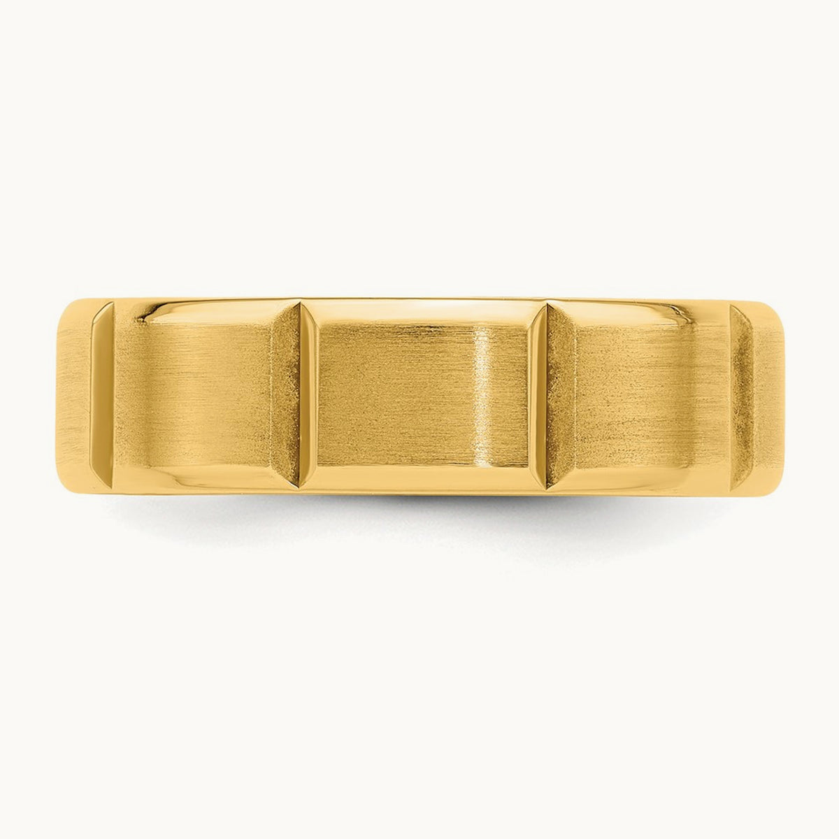 Light Comfort Fit Brush Satin Fancy Band, 14K Yellow Gold