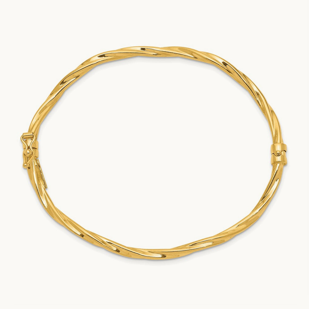 Polished Twisted Hinged Bangle Bracelet, 14K