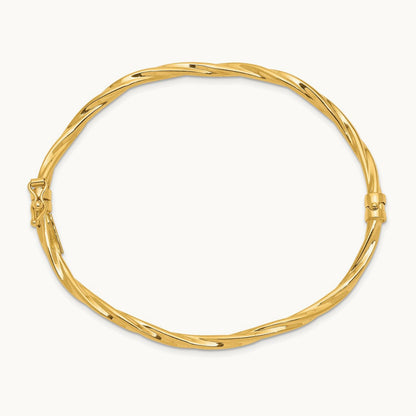 Polished Twisted Hinged Bangle Bracelet, 14K