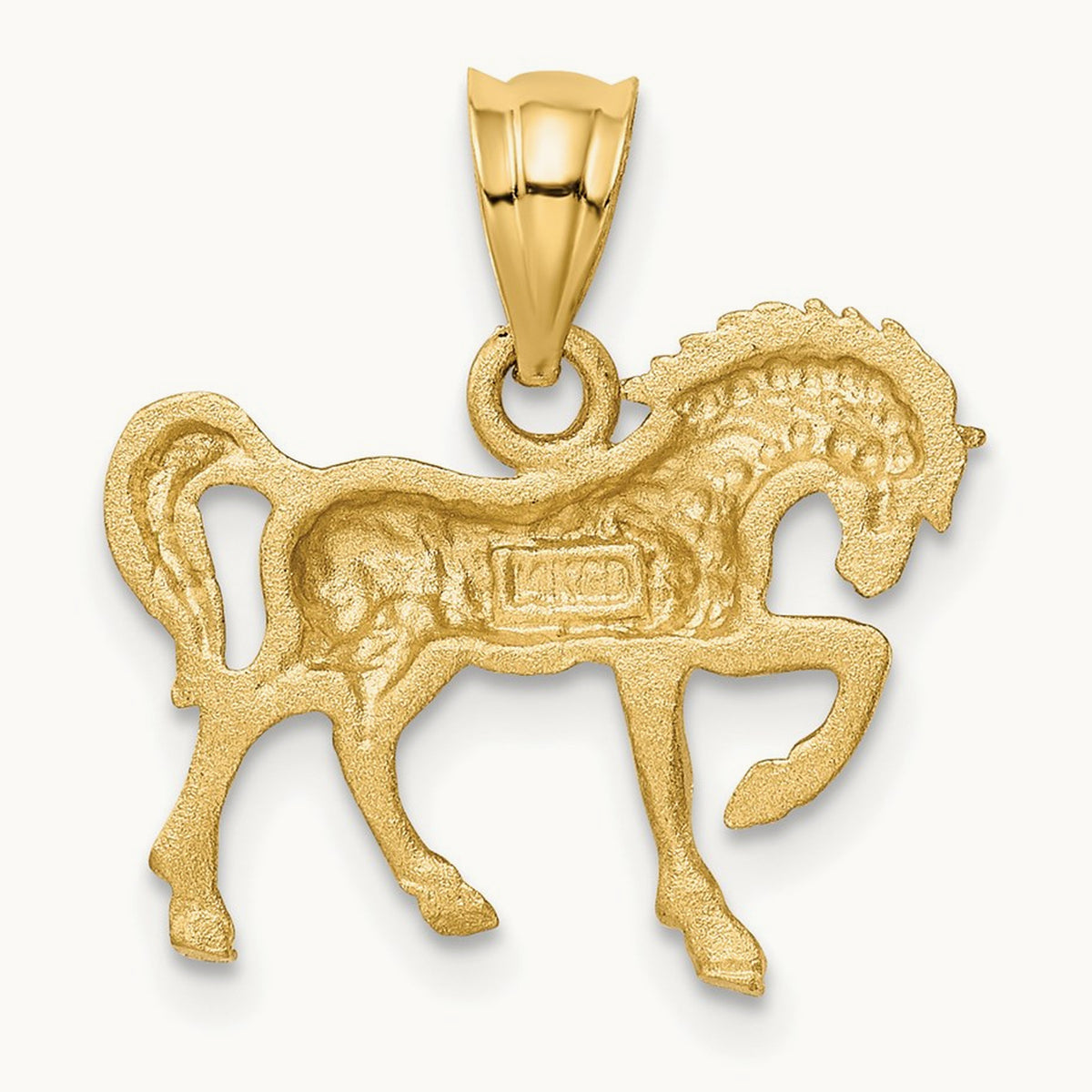 Satin Diamond-cut Horse Pendant, 14K