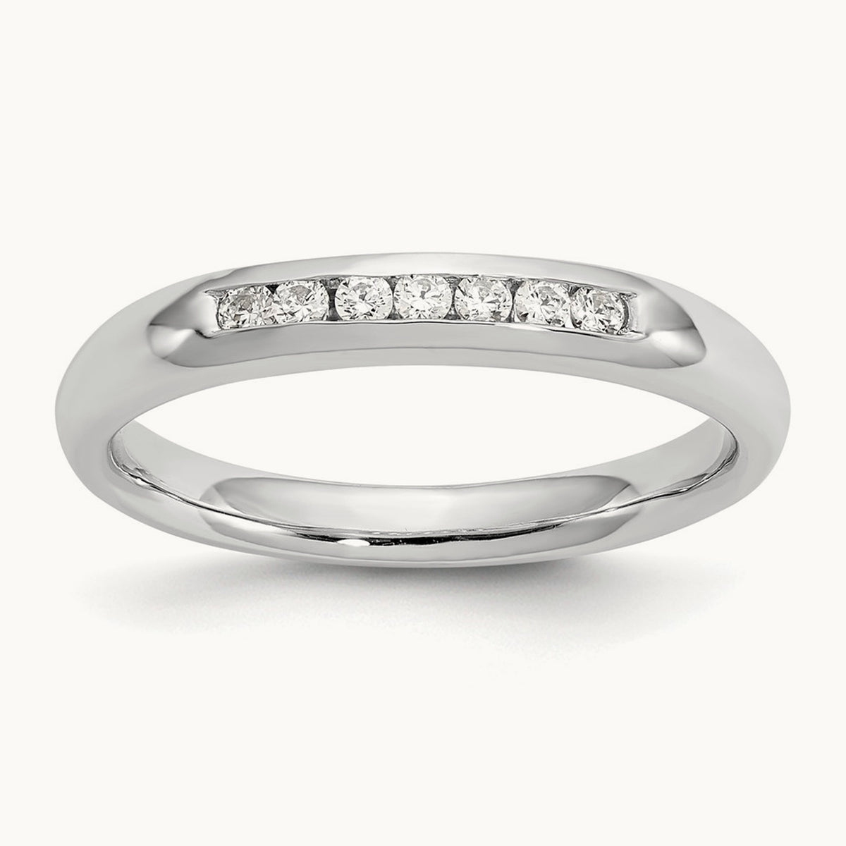 7-Stone Diamond Channel Band, 14K White Gold