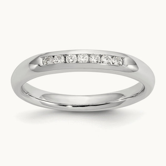 7-Stone Diamond Channel Band, 14K White Gold
