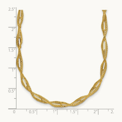 Polished and Textured Twist Necklace, 14K — Leslie's