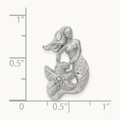 Satin and Diamond-Cut Mermaid Slide, 14K White Gold