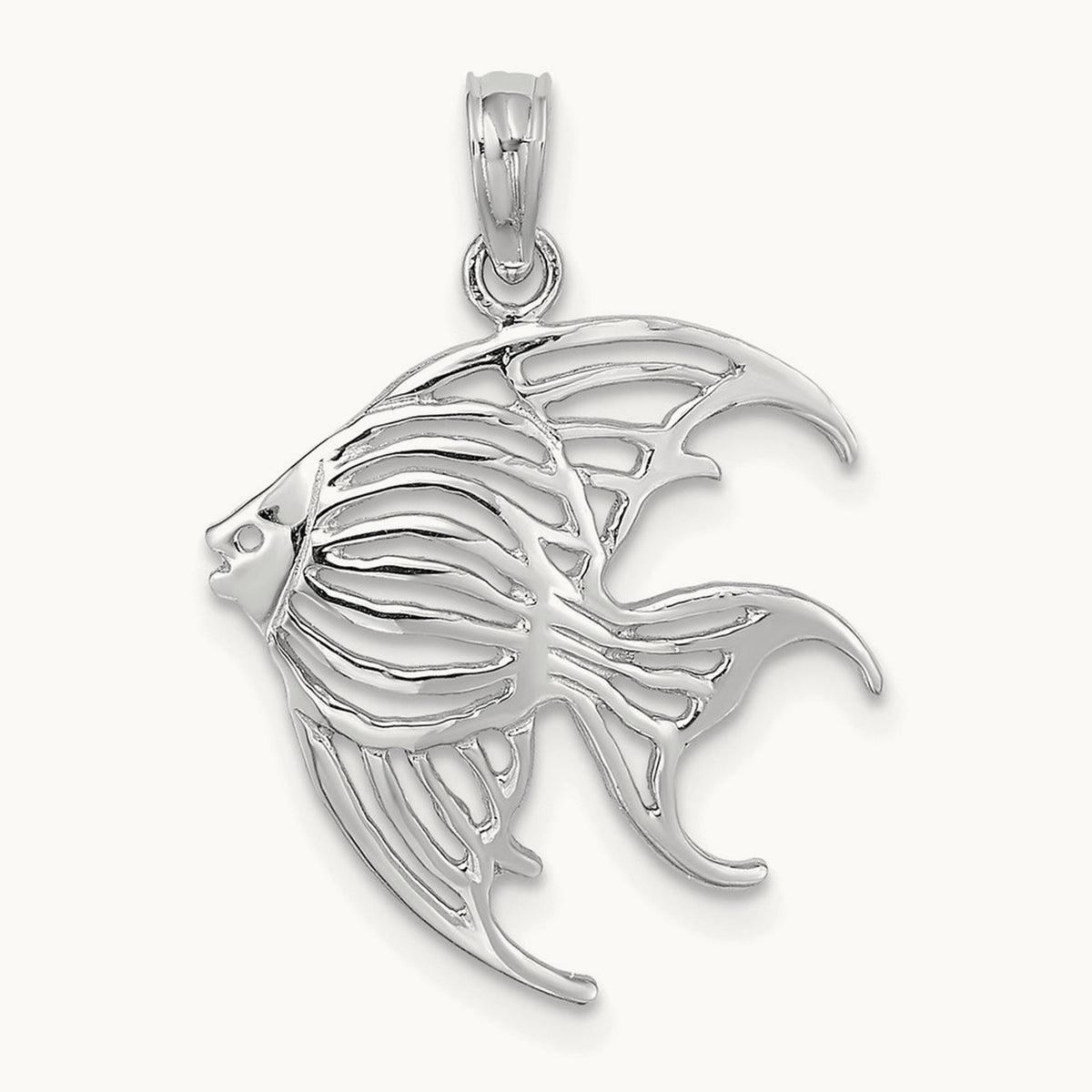 Cut-Out Angelfish Charm — 14K White Gold, 17.1mm