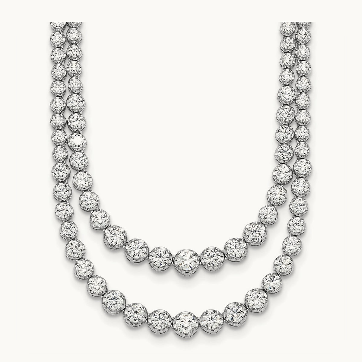 Graduated Layered Tennis Necklace, 15.50 ct tw Lab-Grown Diamond