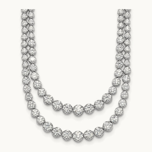 Graduated Layered Tennis Necklace, 15.50 ct tw Lab-Grown Diamond