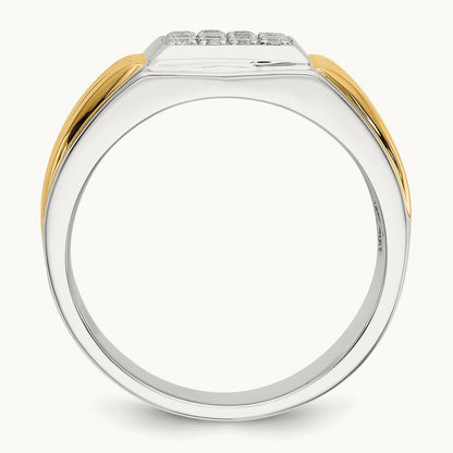 Diamond Square Mens Ring, 14K Two-tone