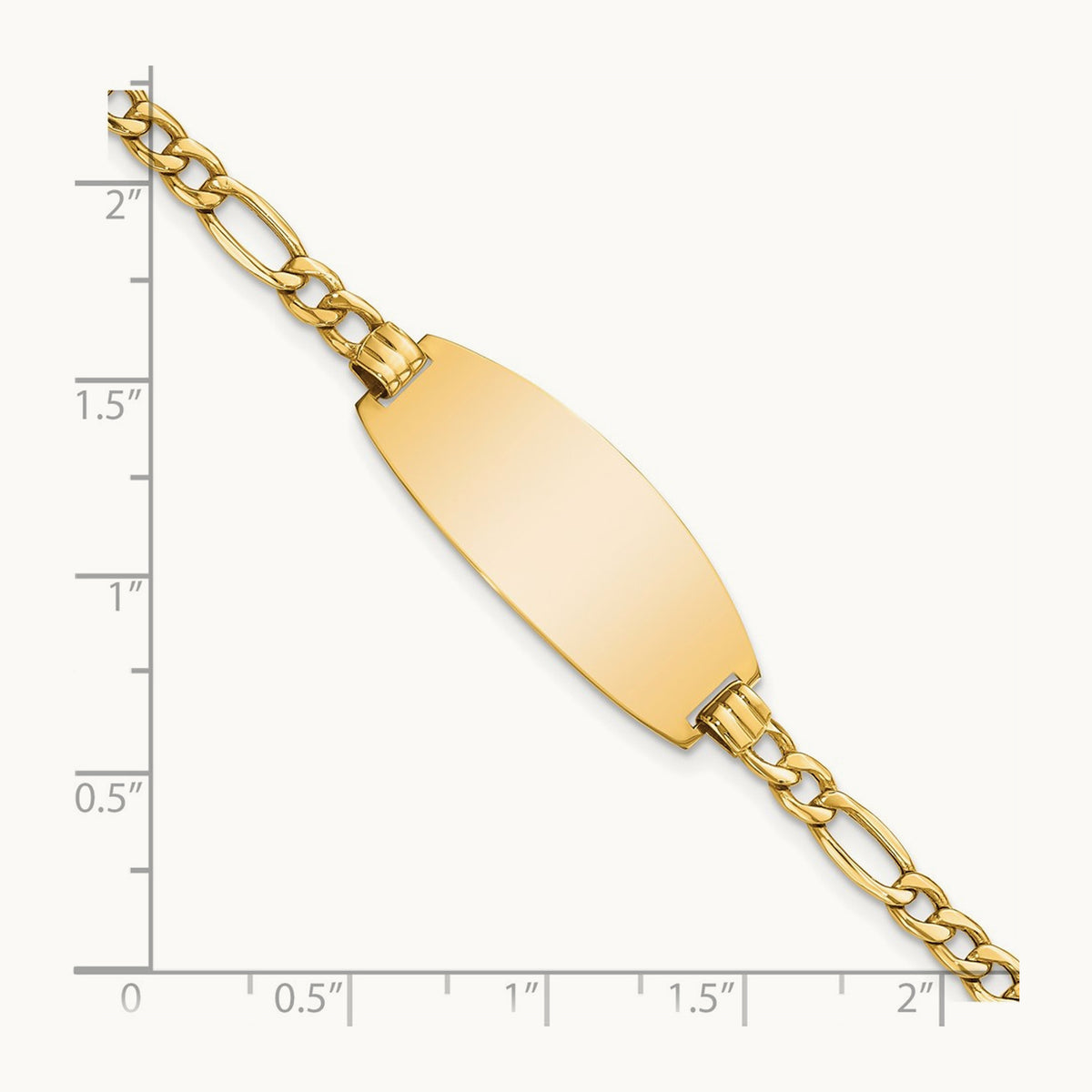 Semi-Solid Oval Figaro ID Bracelet — 14K Yellow Gold, 8mm