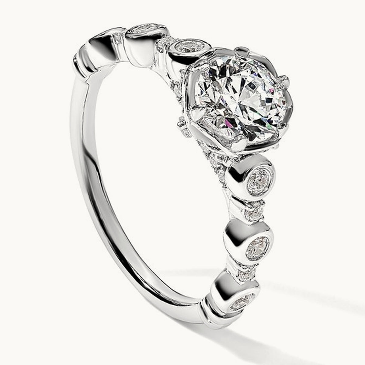Round & Heart 2 Stone Engagement Ring, 2.00 ct tw Lab-Grown Diamond — 14K White Gold