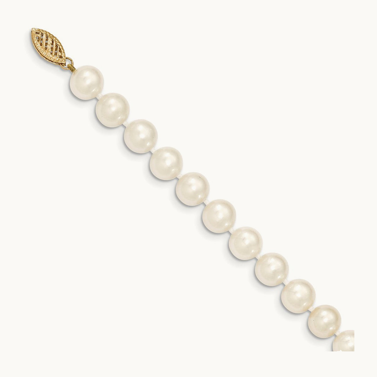 8- White Near Round Freshwater Cultured Pearl Necklace, 14K