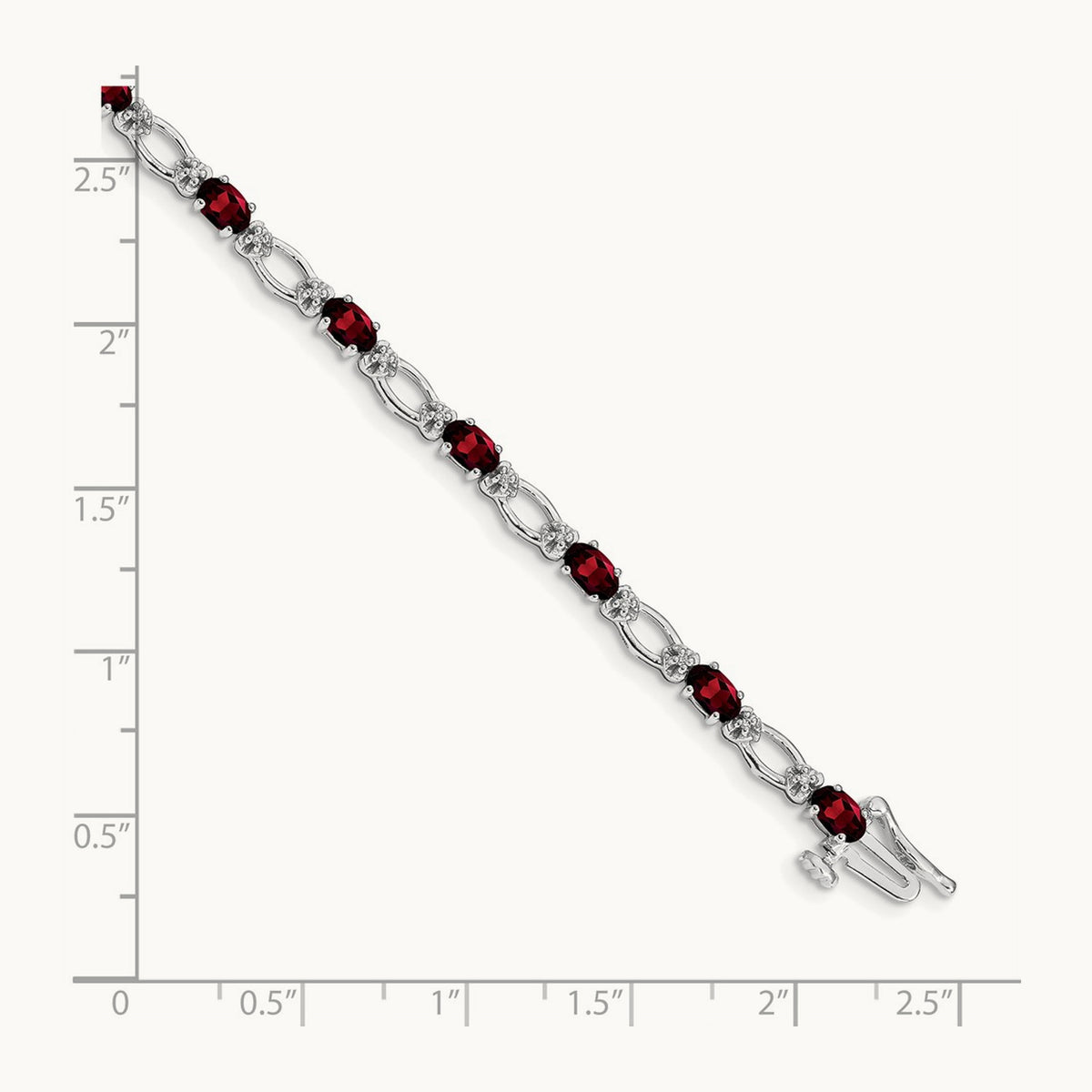 Diamond and Garnet Bracelet — 14K White Gold