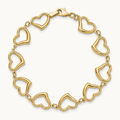 Polished Heart Link Bracelet — 7mm