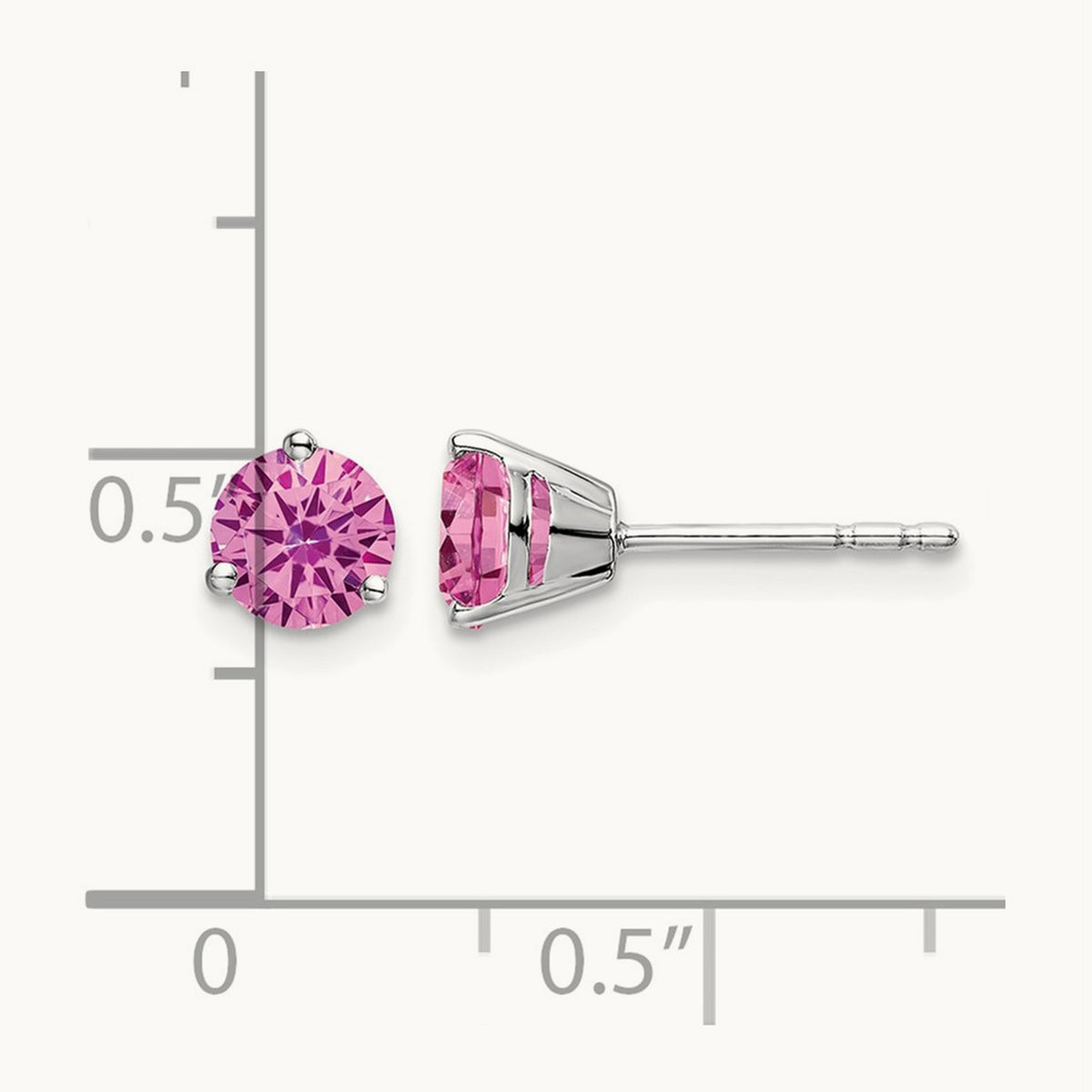 Round Created Pink Sapphire Earrings — 5.4mm