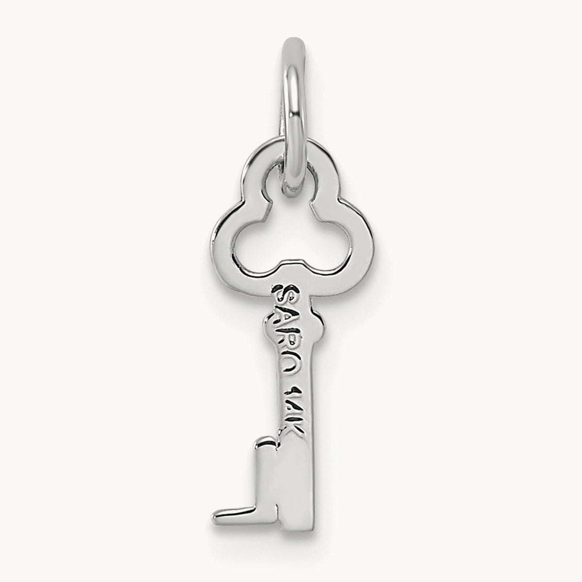 Key Initial Charm — 14K White Gold, L
