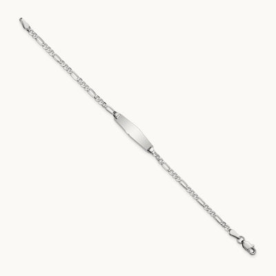 WG Soft Diamond Shape Figaro Link ID Bracelet, 14K