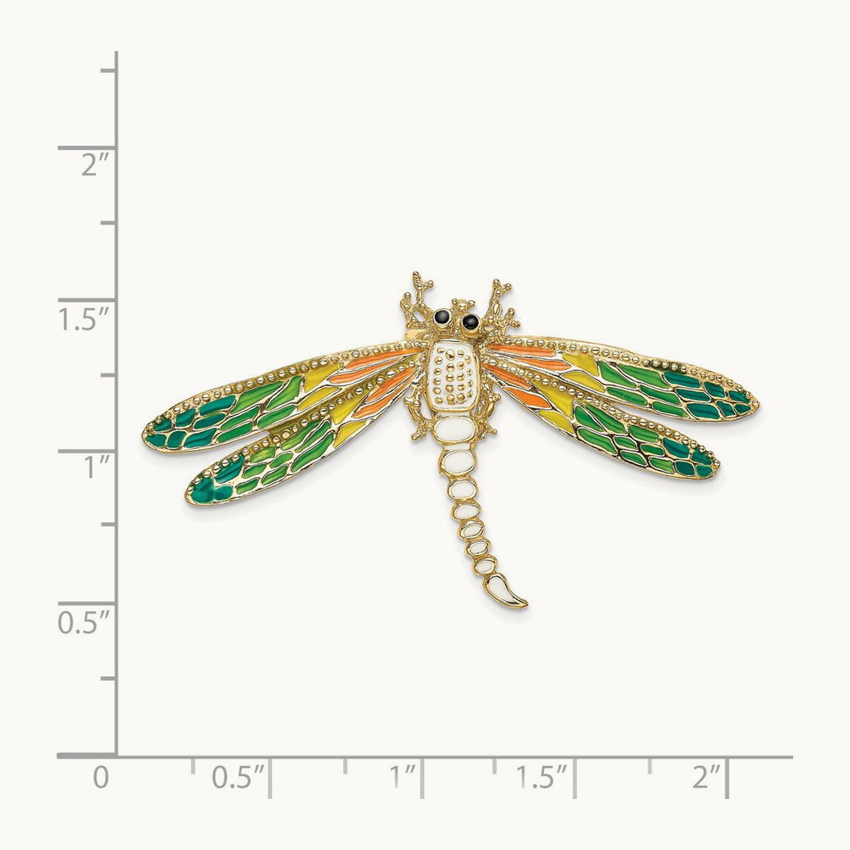 Multi-Color Enamel Dragonfly Charm, 14K