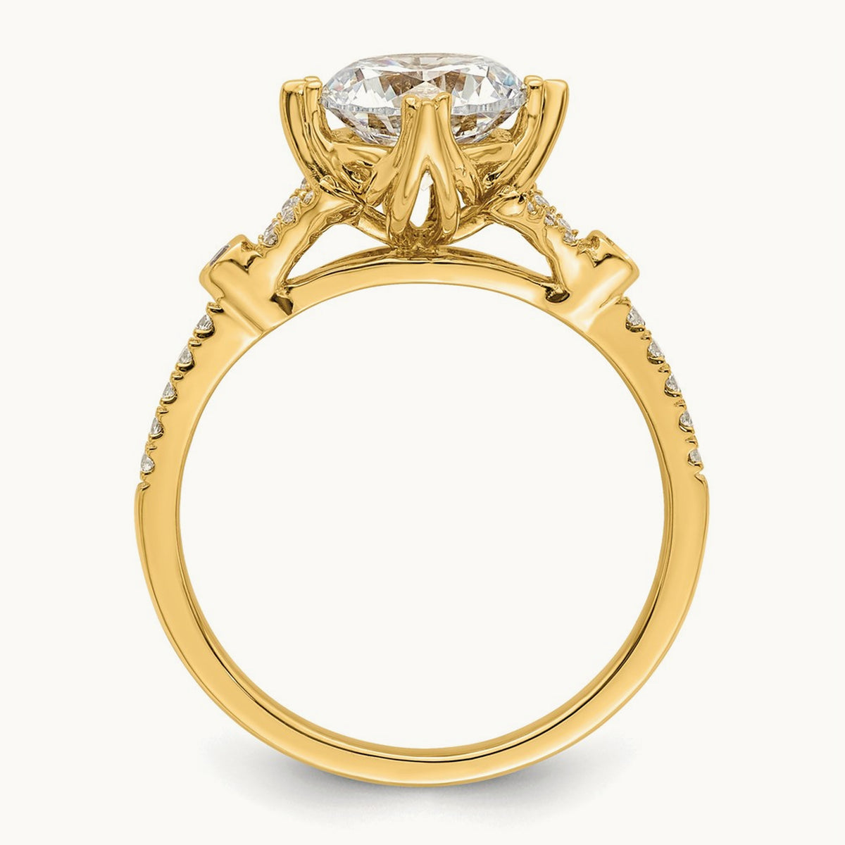 Gold Round Semi-Mount Engagement Ring — 1 1/2 ct, 7