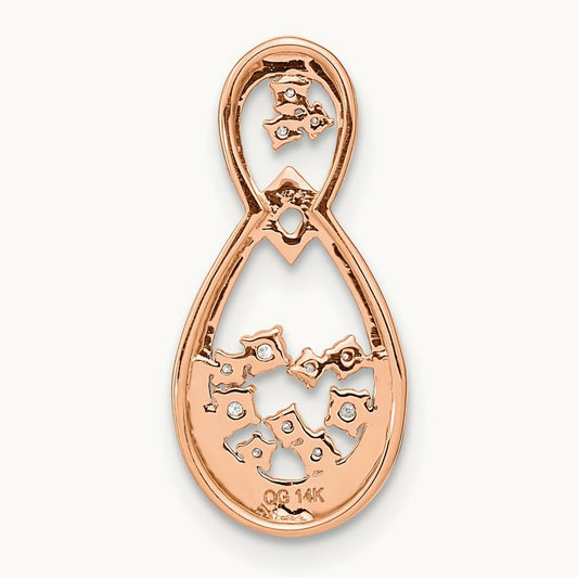 Polished Diamond Double Teardrop Chain Slide, 14K Rose Gold