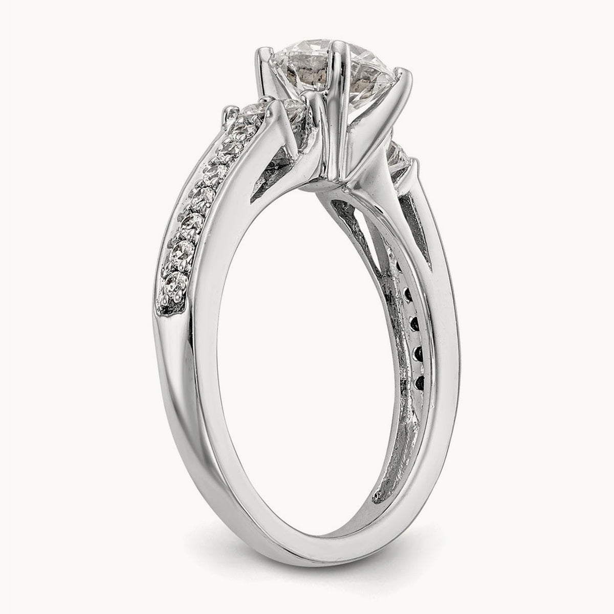 3-Stone Peg Set Engagement Ring Mounting