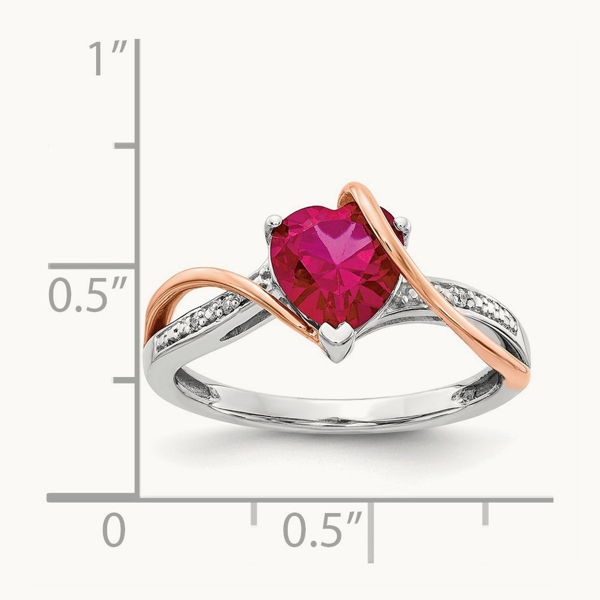 Diamond and Ruby Heart Twist Ring, 14K Two-tone