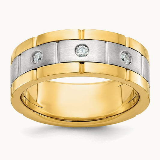 3 Stone Men's Ring, 0.15 ct tw Lab-Grown Diamond