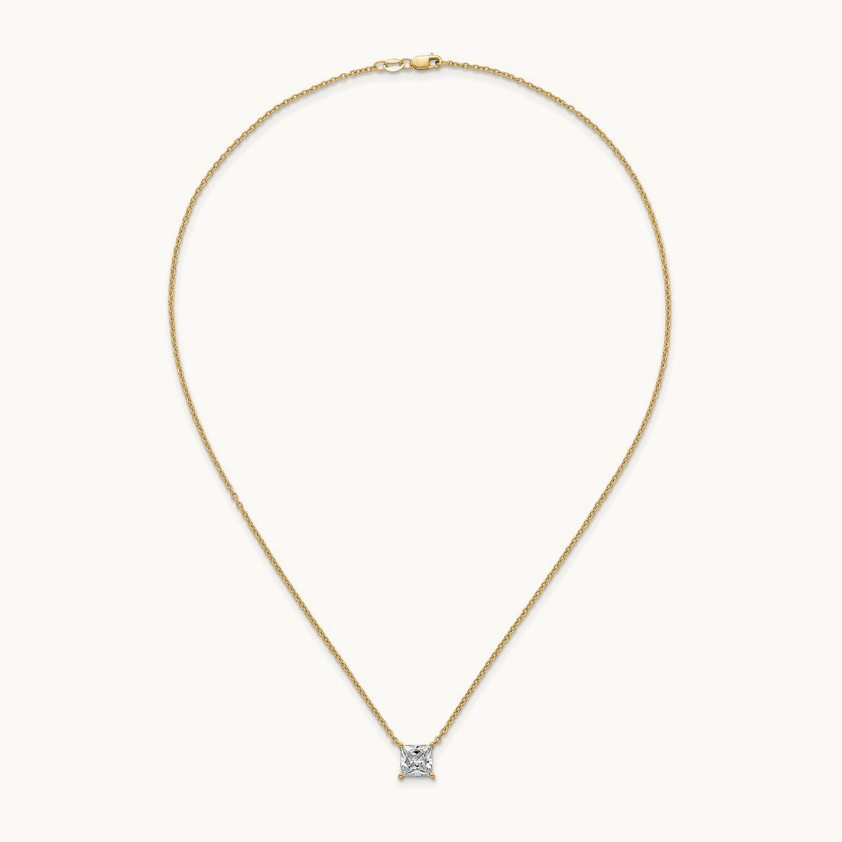 Princess Pendant Necklace, 0.25-4.00 ct tw Lab-Grown Diamond — 2 1/2 ct, 14K Yellow Gold