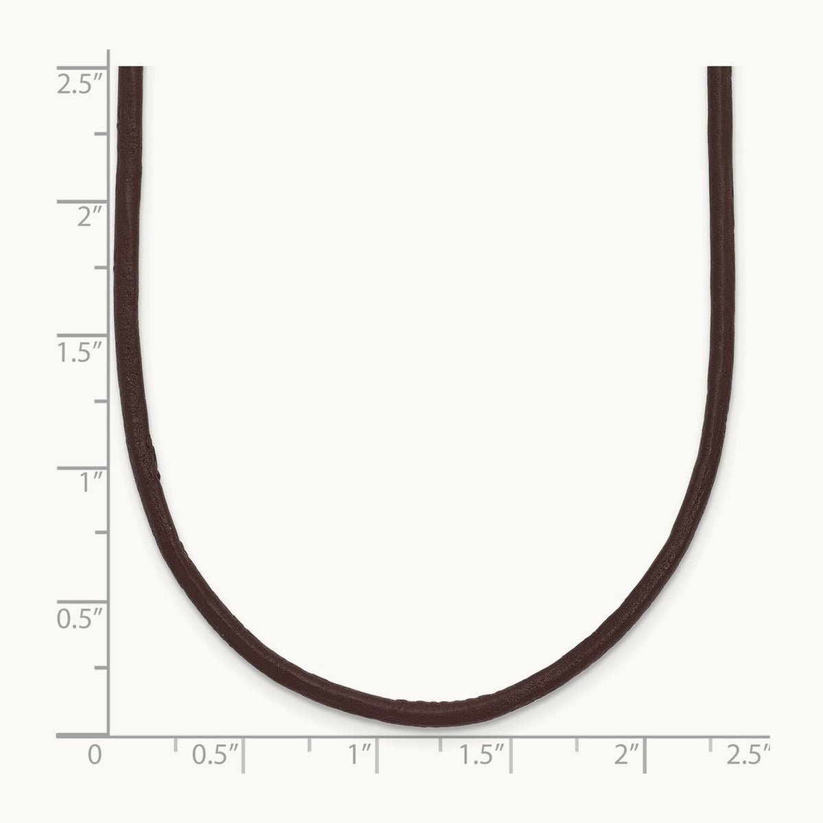 16in Brown Leather Cord Necklace, 2mm, 14K