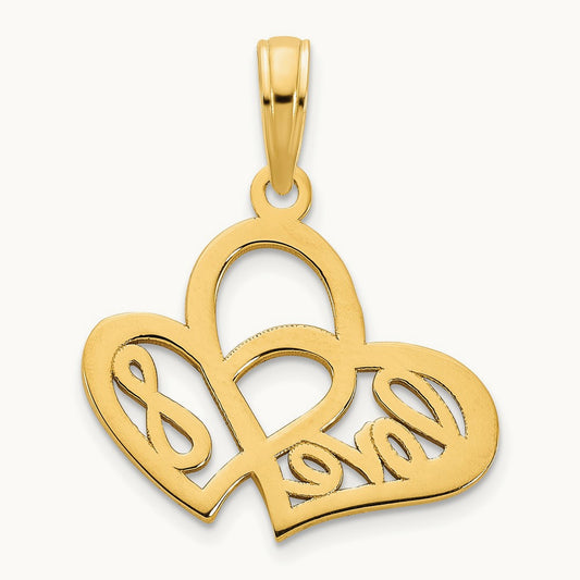 Heart LOVE Infinity Symbol Charm, 14K Yellow Gold