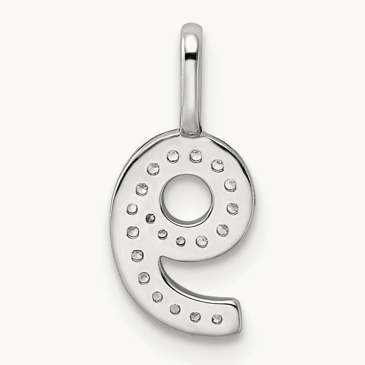 Diamond Number 9 Pendant — 14K White Gold, 15.37mm