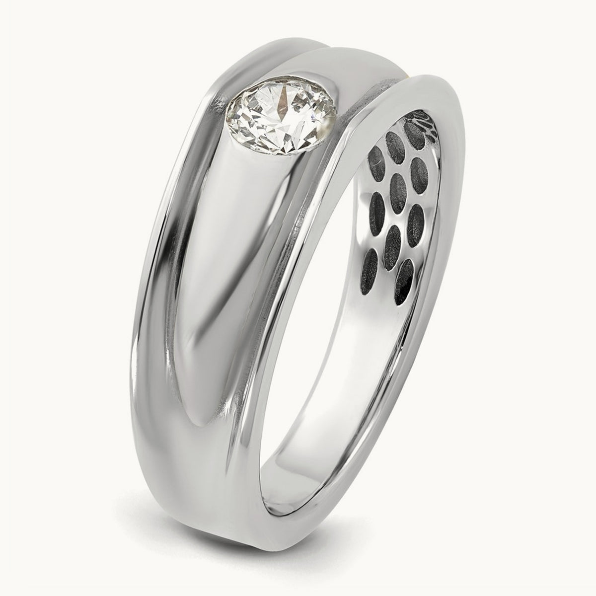 IB Goodman Mens Polished Complete 1/2ct Diamond Ring, 14K White Gold