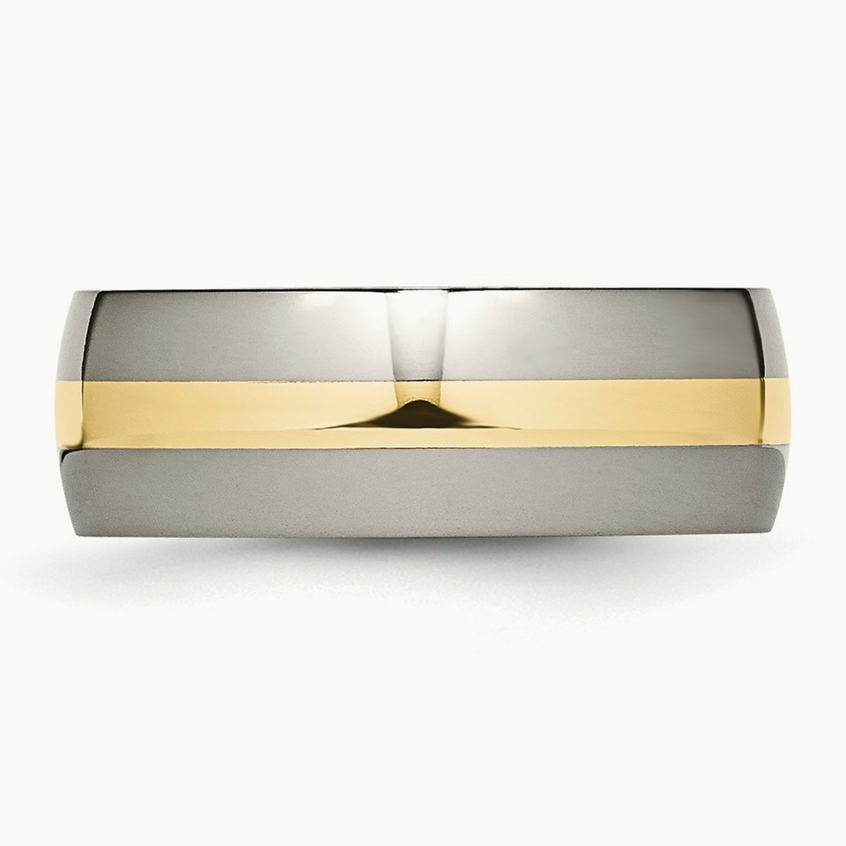 Polished w/ Inlay Band — 14K Two-Tone Gold, 8mm