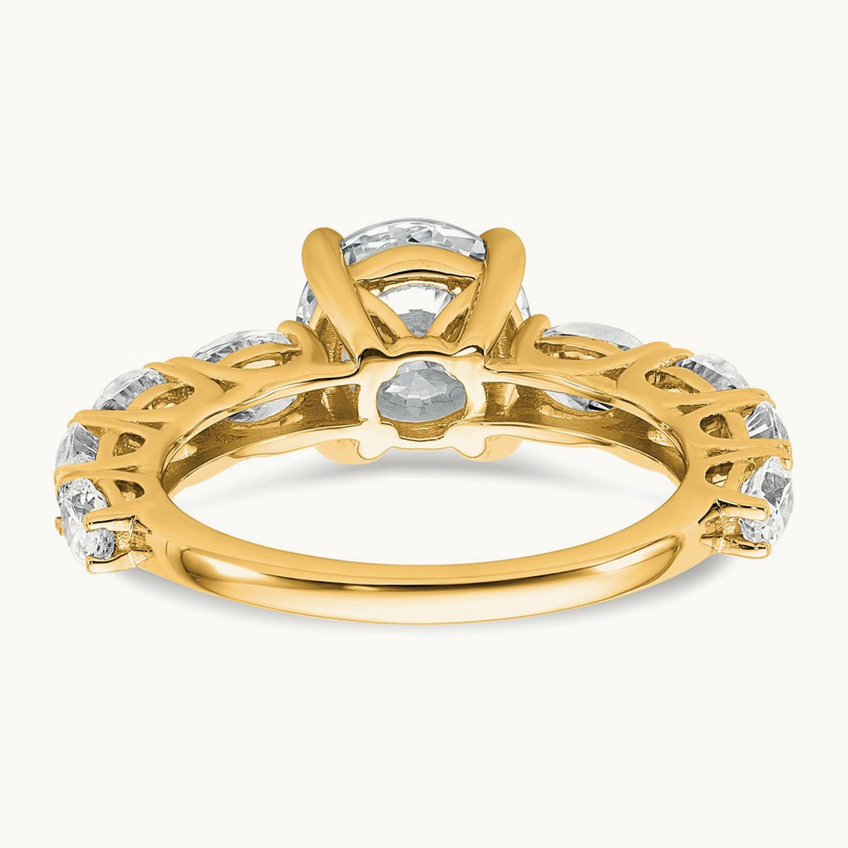 3 3/4 Round Engagement Ring, 3.75 ct tw Lab-Grown Diamond — 14K Yellow Gold