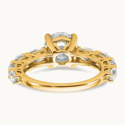 3 3/4 Round Engagement Ring, 3.75 ct tw Lab-Grown Diamond — 14K Yellow Gold