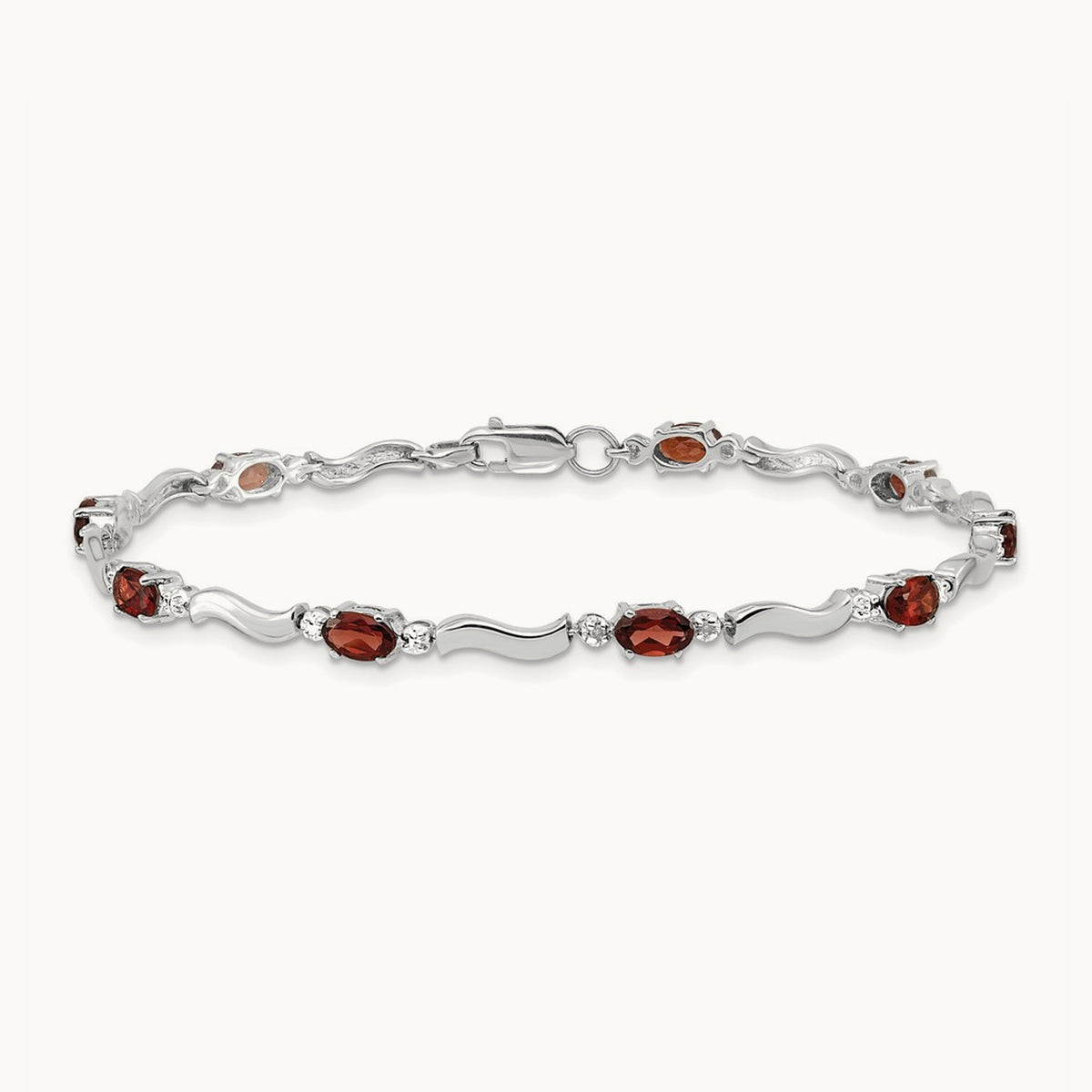 Fancy Diamond and Garnet Bracelet, 14K White Gold