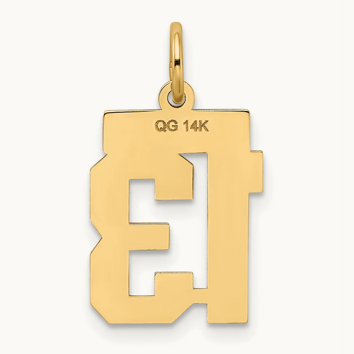 Small Satin Number 13 Charm, 14K